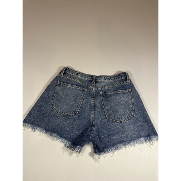 KanCan Distressed High Waisted Denim Shorts Medium Blue Wash Size 29 - Picture 11 of 13
